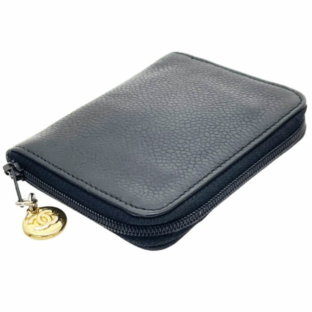 CHANEL Authentic Black Caviar Leather Logo Wallet - Picture 3 of 9